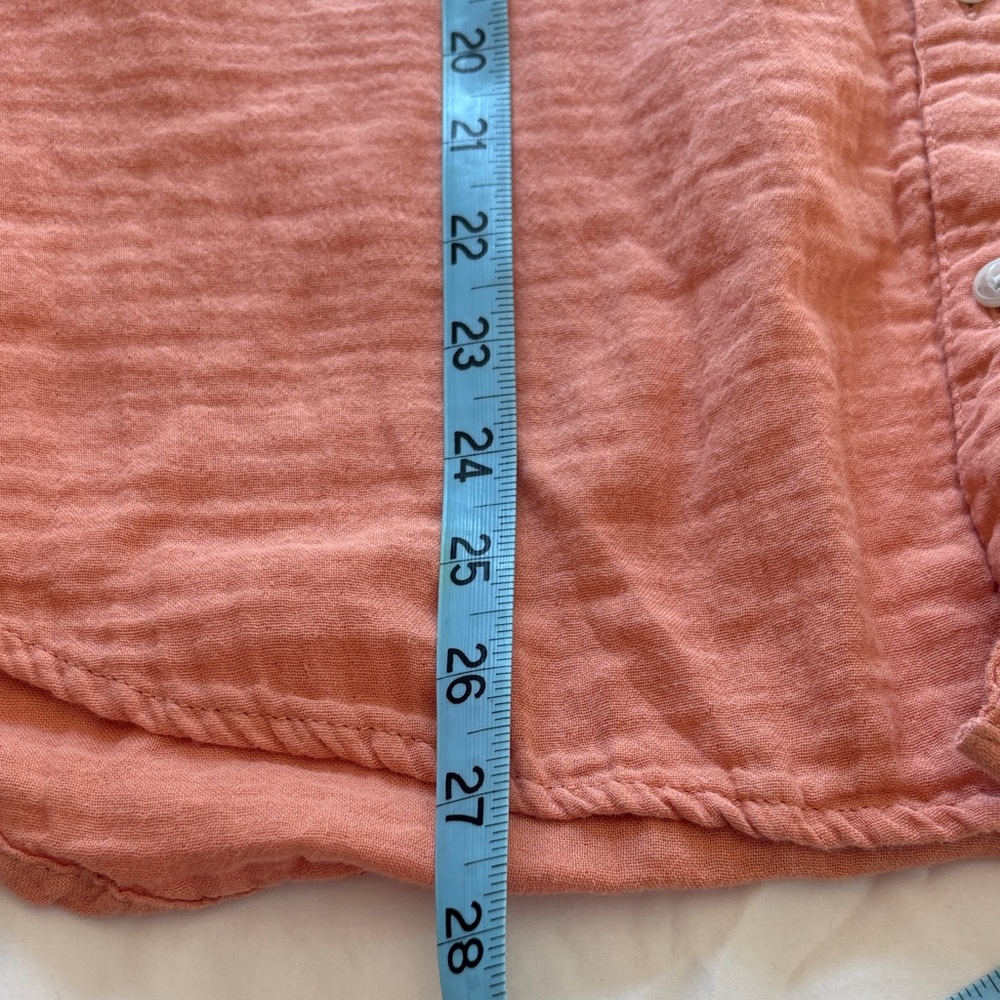 Pastel Orange/Coral Button Down Shirt 100% Cotton Lightweight Casual Top XL - Picture 9 of 9